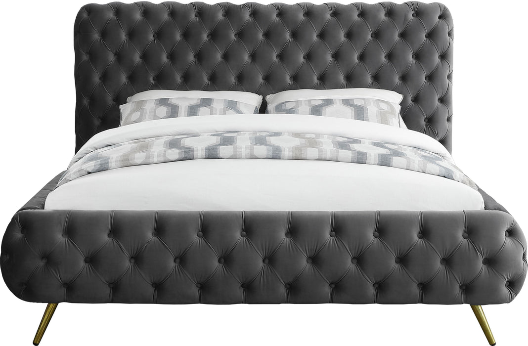 Delano Grey Velvet Queen Bed - Dinettes Plus Furniture