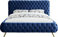 Delano Navy Velvet Queen Bed - Dinettes Plus Furniture