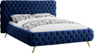 Delano Navy Velvet Queen Bed - Dinettes Plus Furniture