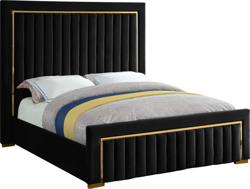 Dolce Black Velvet Queen Bed (3 Boxes) - Dinettes Plus Furniture