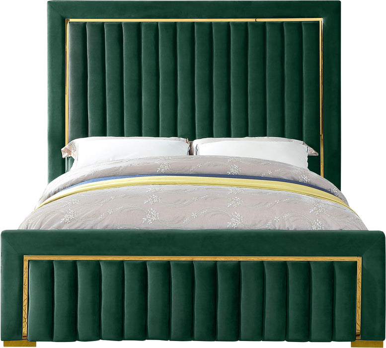 Dolce Green Velvet Queen Bed (3 Boxes) - Dinettes Plus Furniture