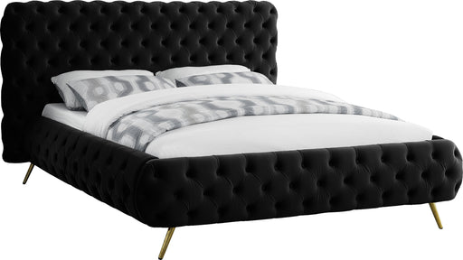 Delano Black Velvet King Bed - Dinettes Plus Furniture