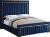 Dolce Navy Velvet King Bed (3 Boxes) - Dinettes Plus Furniture