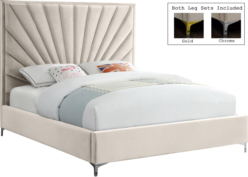 Eclipse Cream Velvet Queen Bed - Dinettes Plus Furniture