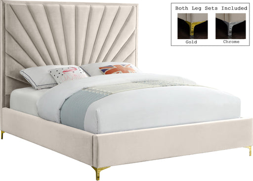 Eclipse Cream Velvet Full Bed - Dinettes Plus Furniture