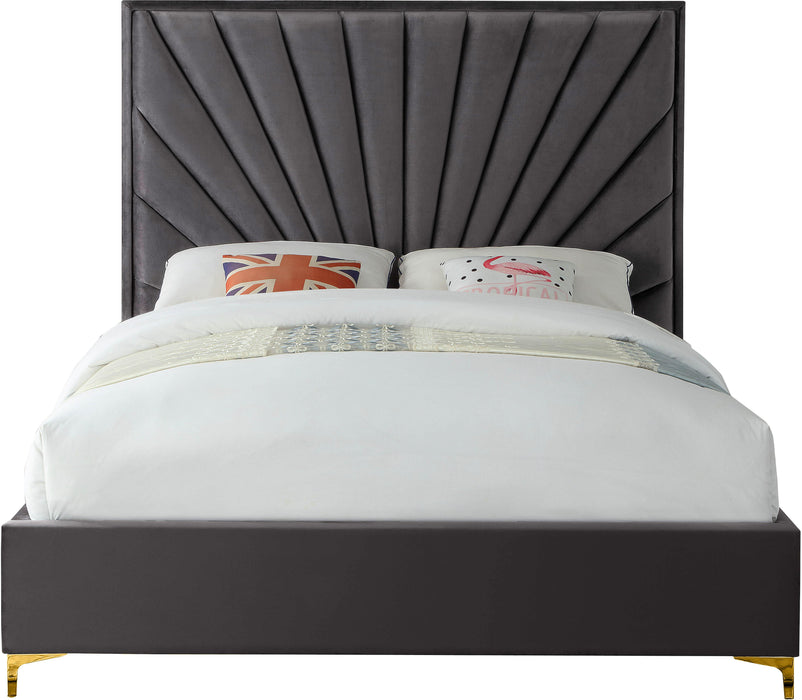 Eclipse Grey Velvet King Bed - Dinettes Plus Furniture