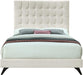 Elly Cream Velvet Queen Bed - Dinettes Plus Furniture