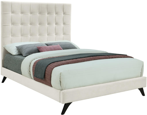 Elly Cream Velvet King Bed - Dinettes Plus Furniture