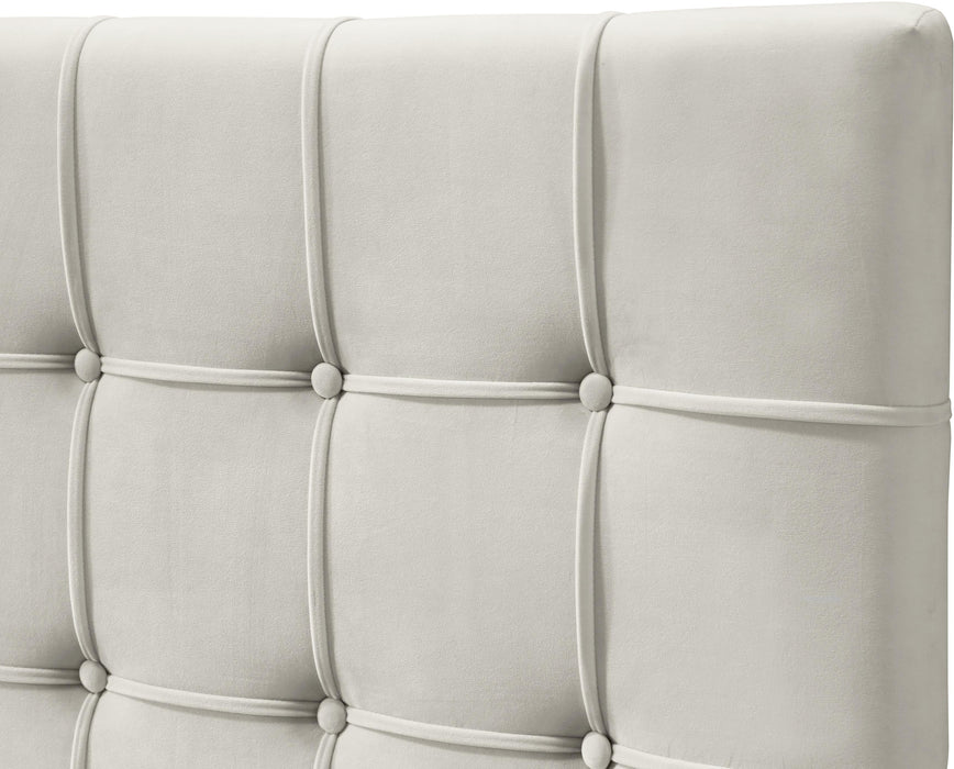 Elly Cream Velvet Queen Bed - Dinettes Plus Furniture