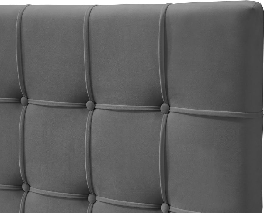 Elly Grey Velvet Queen Bed - Dinettes Plus Furniture