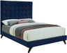 Elly Navy Velvet Queen Bed - Dinettes Plus Furniture