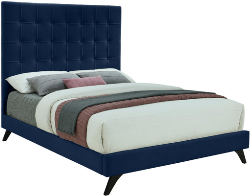 Elly Navy Velvet King Bed - Dinettes Plus Furniture