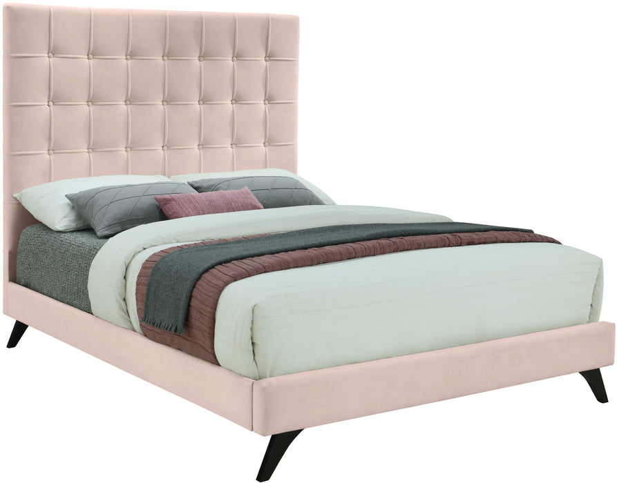 Elly Pink Velvet King Bed - Dinettes Plus Furniture