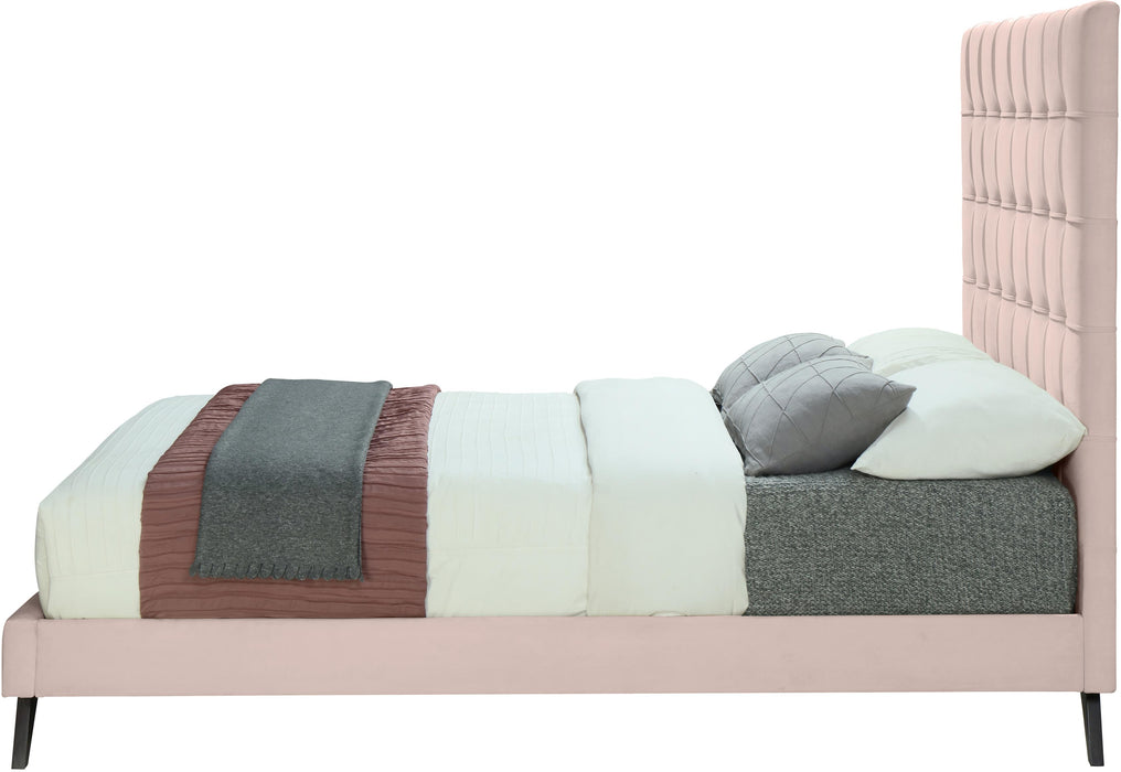 Elly Pink Velvet King Bed - Dinettes Plus Furniture