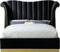 Flora Black Velvet Queen Bed (3 Boxes) - Dinettes Plus Furniture