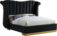Flora Black Velvet Queen Bed (3 Boxes) - Dinettes Plus Furniture