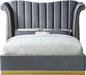 Flora Grey Velvet Queen Bed (3 Boxes) - Dinettes Plus Furniture