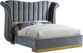 Flora Grey Velvet Queen Bed (3 Boxes) - Dinettes Plus Furniture
