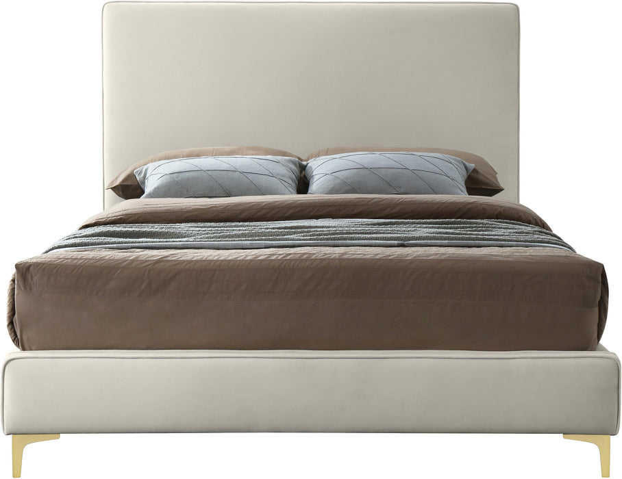 Geri Cream Velvet Queen Bed