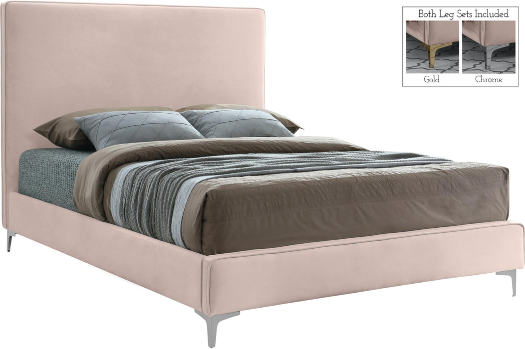 Geri Pink Velvet King Bed