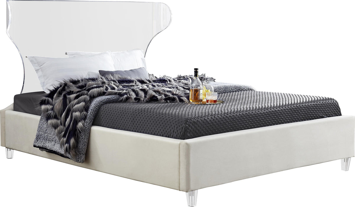 Ghost Cream Velvet Queen Bed image