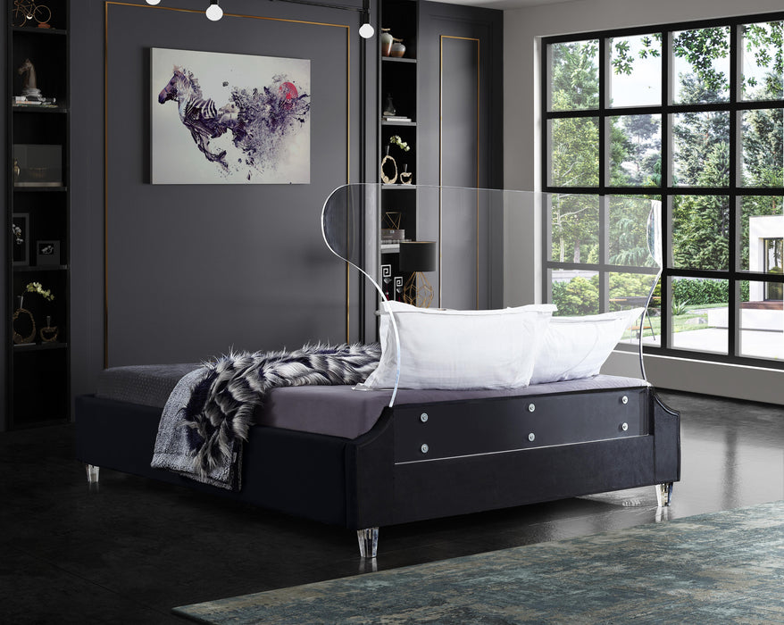 Ghost Black Velvet King Bed