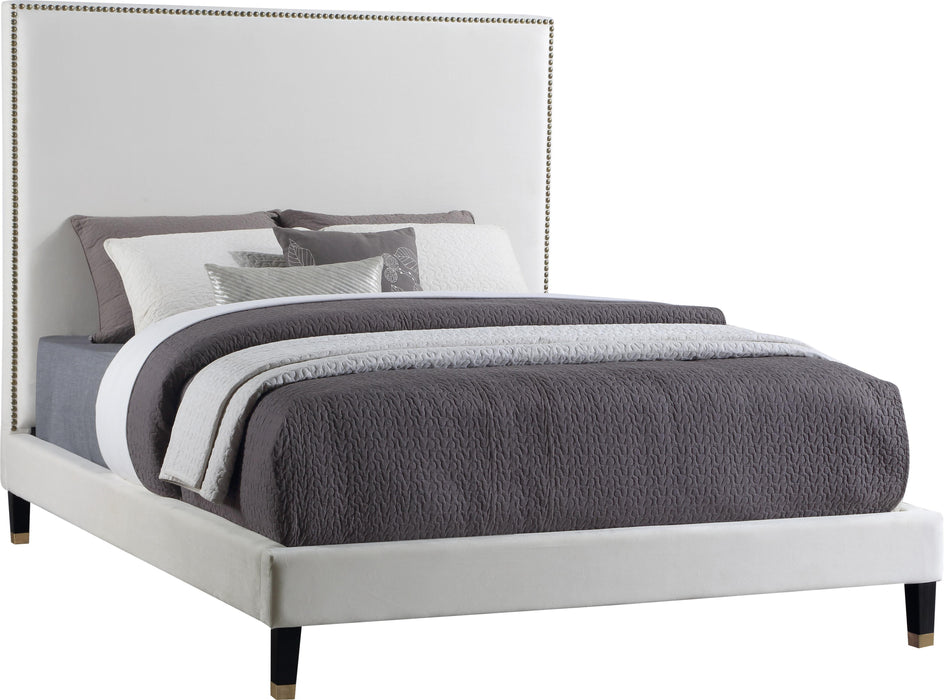 Harlie Cream Velvet Full Bed