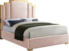 Hugo Pink Velvet Queen Bed - Dinettes Plus Furniture