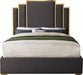 Hugo Grey Velvet Queen Bed - Dinettes Plus Furniture