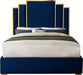 Hugo Navy Velvet King Bed - Dinettes Plus Furniture