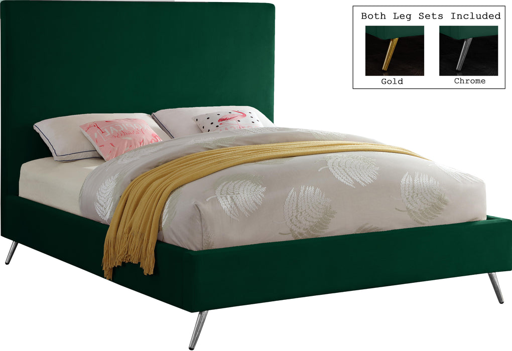 Jasmine Green Velvet King Bed - Dinettes Plus Furniture