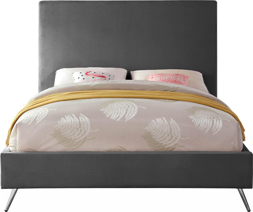 Jasmine Grey Velvet King Bed - Dinettes Plus Furniture