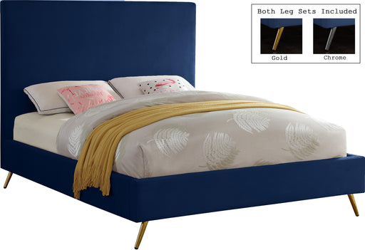 Jasmine Navy Velvet Queen Bed - Dinettes Plus Furniture