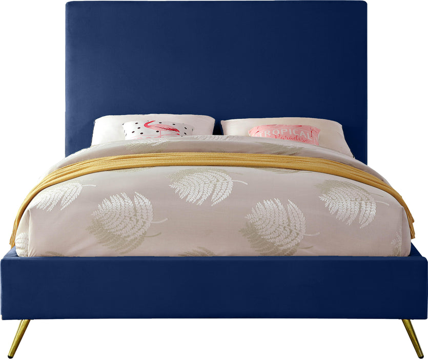 Jasmine Navy Velvet King Bed - Dinettes Plus Furniture
