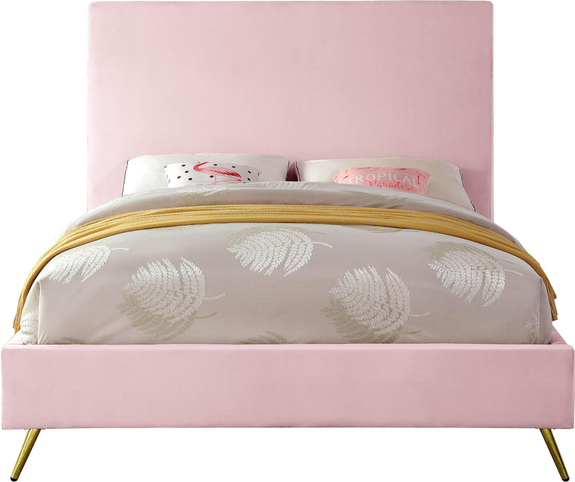 Jasmine Pink Velvet King Bed - Dinettes Plus Furniture