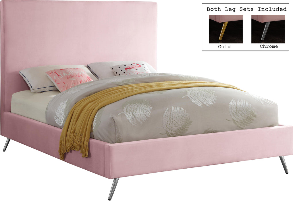 Jasmine Pink Velvet King Bed - Dinettes Plus Furniture