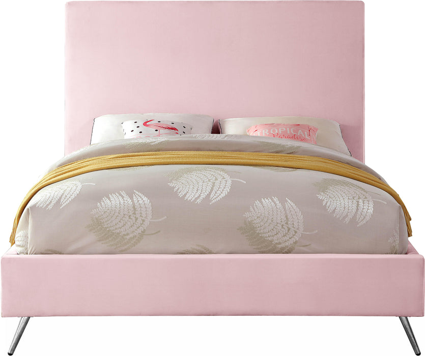Jasmine Pink Velvet King Bed - Dinettes Plus Furniture