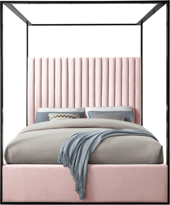 Jax Pink Velvet Queen Bed - Dinettes Plus Furniture