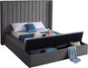 Kiki Grey Velvet Queen Bed (3 Boxes) - Dinettes Plus Furniture
