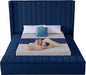 Kiki Navy Velvet Queen Bed (3 Boxes) - Dinettes Plus Furniture