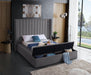 Kiki Grey Velvet Queen Bed (3 Boxes) - Dinettes Plus Furniture