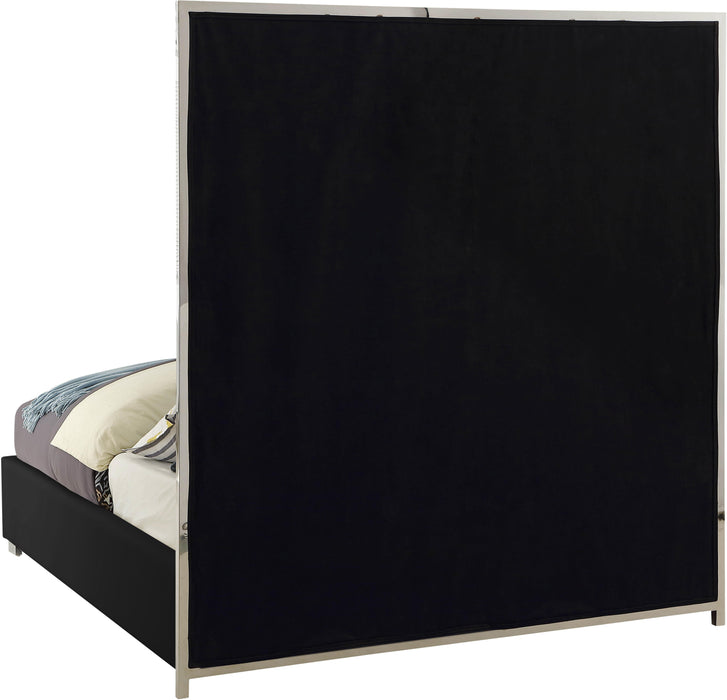 Milan Black Faux Leather Queen Bed - Dinettes Plus Furniture
