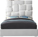 Milan White Faux Leather Queen Bed - Dinettes Plus Furniture