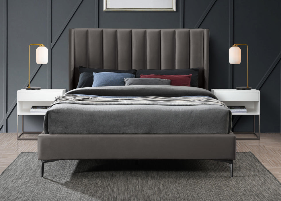 Nadia Grey Velvet Queen Bed