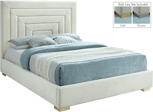 Nora Cream Velvet Queen Bed image