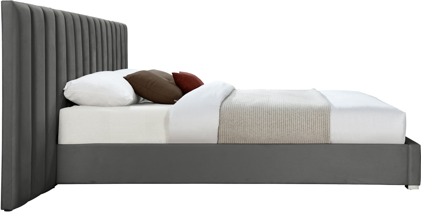 Pablo Grey Velvet King Bed