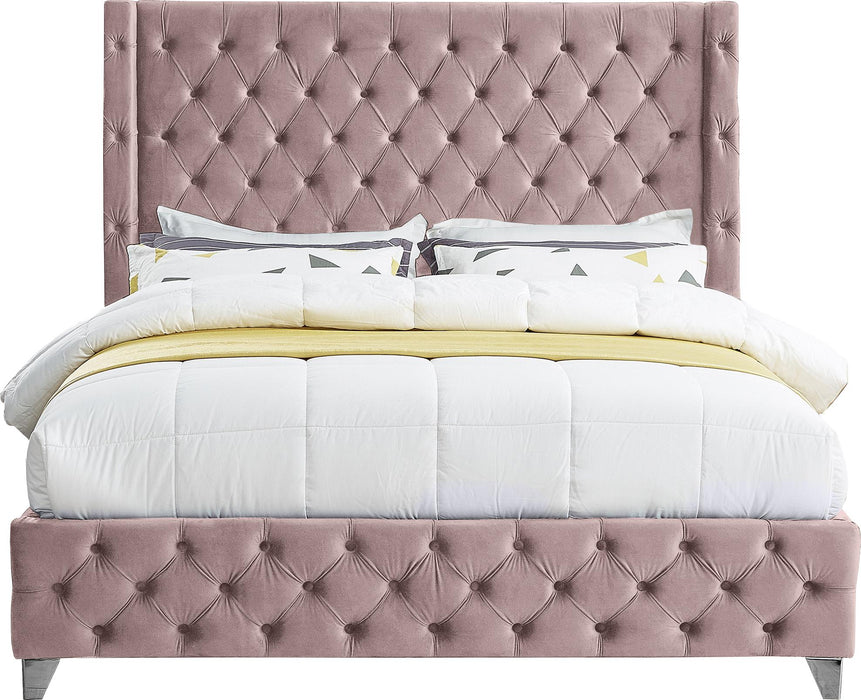 Savan Pink Velvet Full Bed