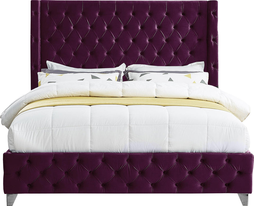 Savan Purple Velvet King Bed