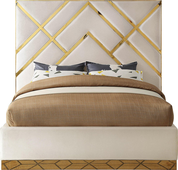 Vector Cream  Velvet Queen Bed