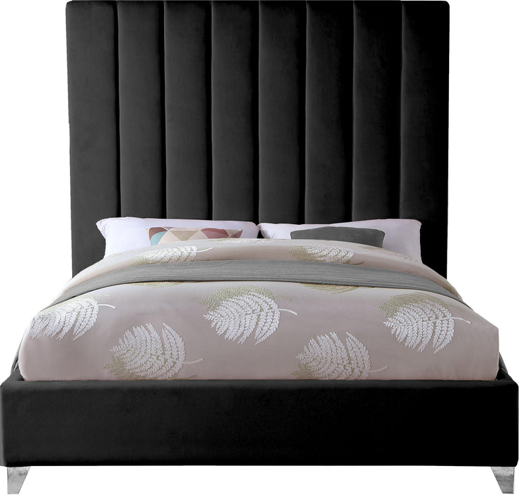 Via Black Velvet King Bed - Dinettes Plus Furniture